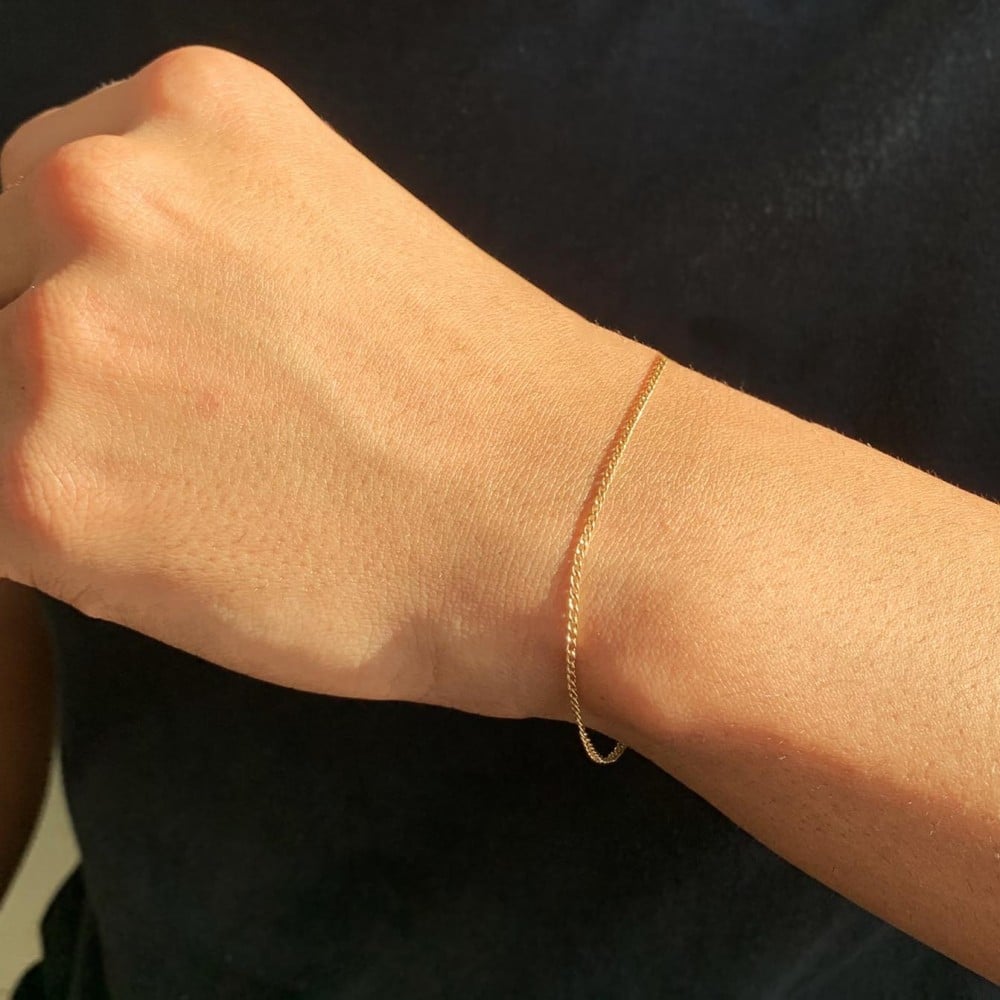 Pulseira masculina infantil 15cm ouro 18k elos 3x1