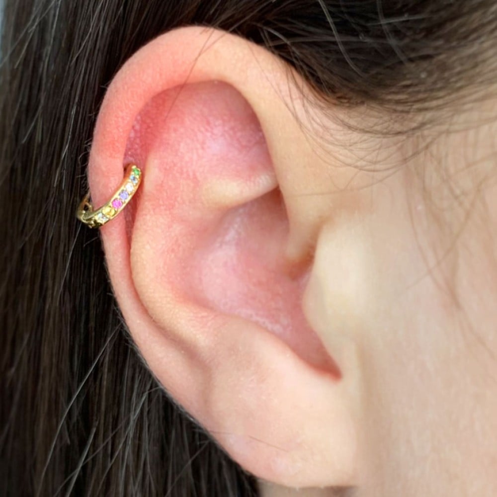 Brinco de argola masculino ou piercing uma peça