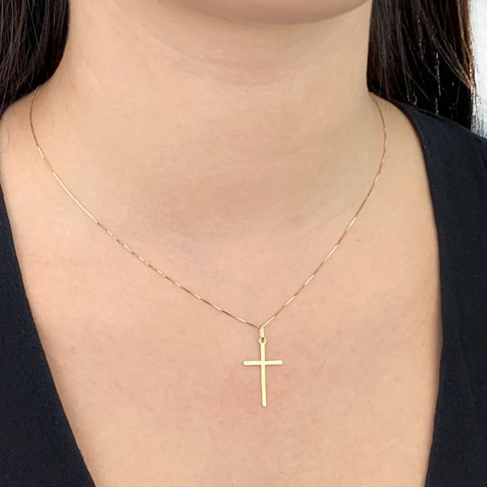 Pingente cruz simples de ouro 18k 
