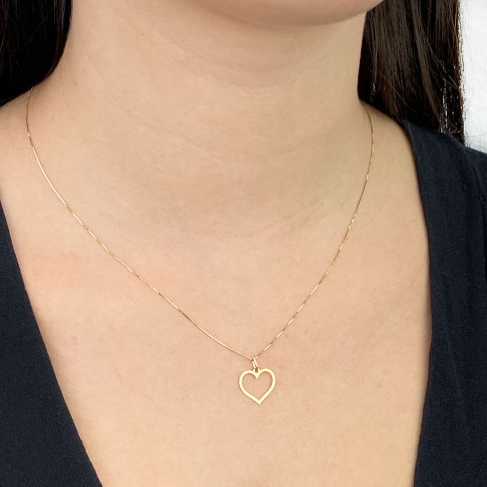 Pingente de coração de ouro 18k VI 