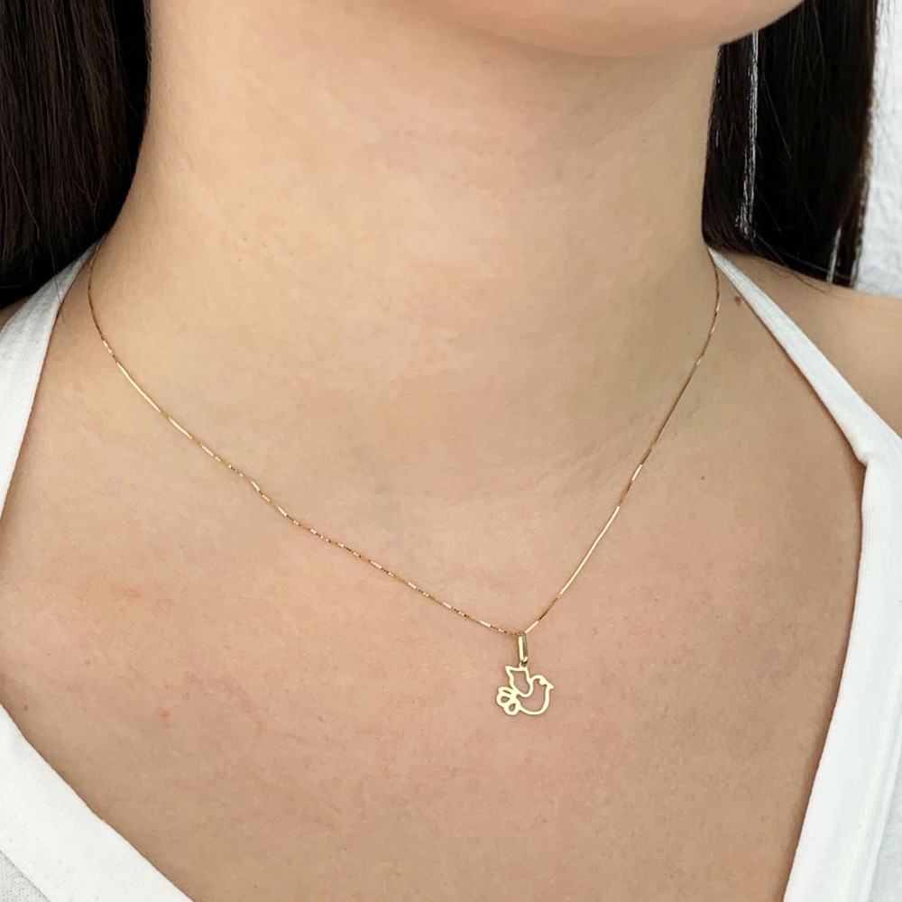 Pingente Divino Espírito Santo delicado ouro 18k