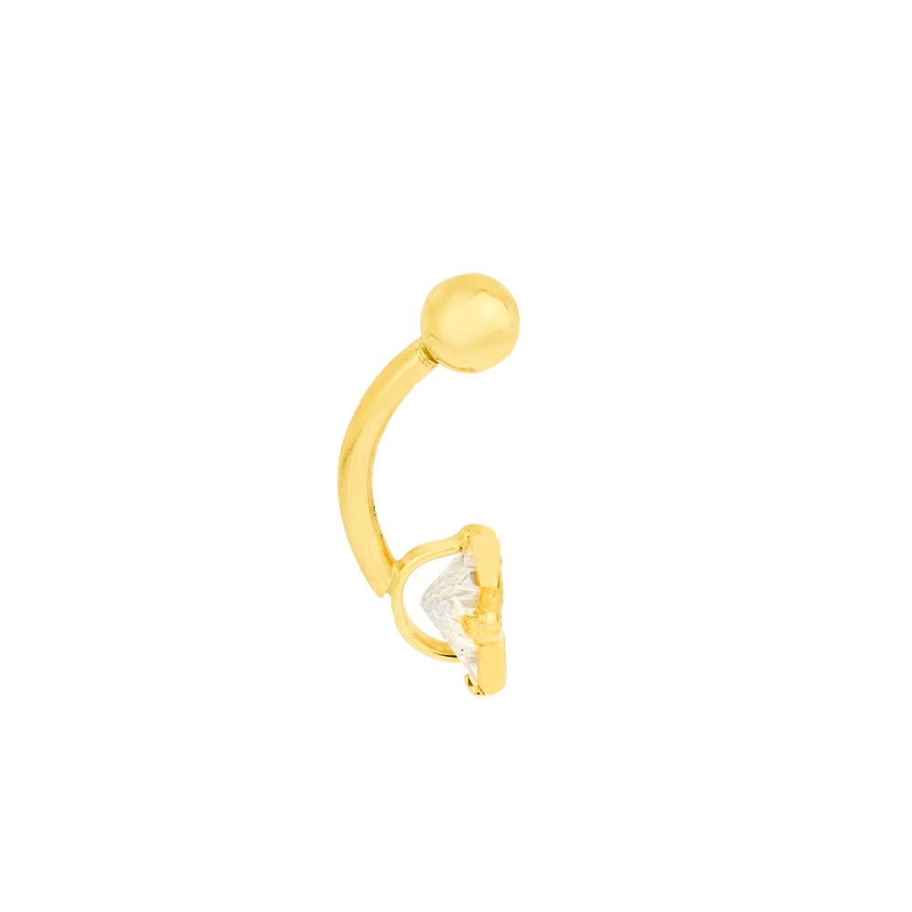 Piercing de umbigo de ouro 18k ponto de luz estrela