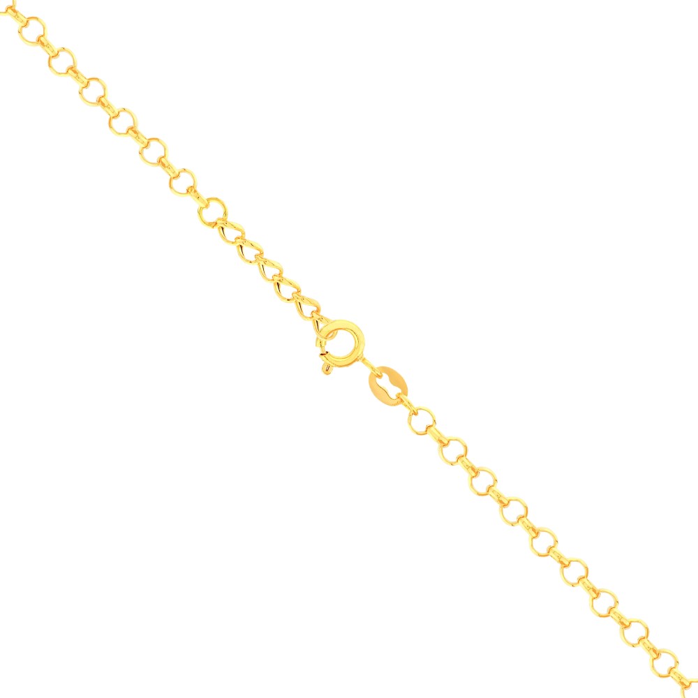 Pulseira de ouro feminina elo português com pingente de coração