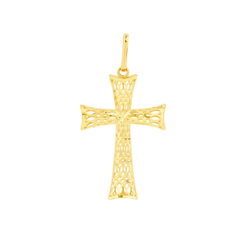 Pingente cruz de ouro 18k rendada