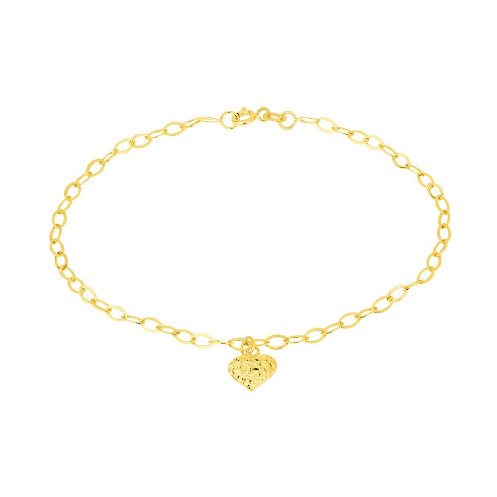 Pulseira de ouro 18k feminina pingente coração Just Love