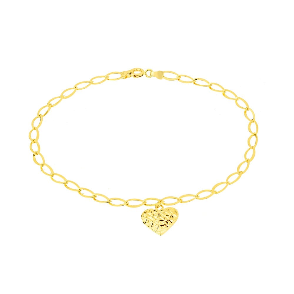 Pulseira de ouro 18k feminina pingente coração Just Love M