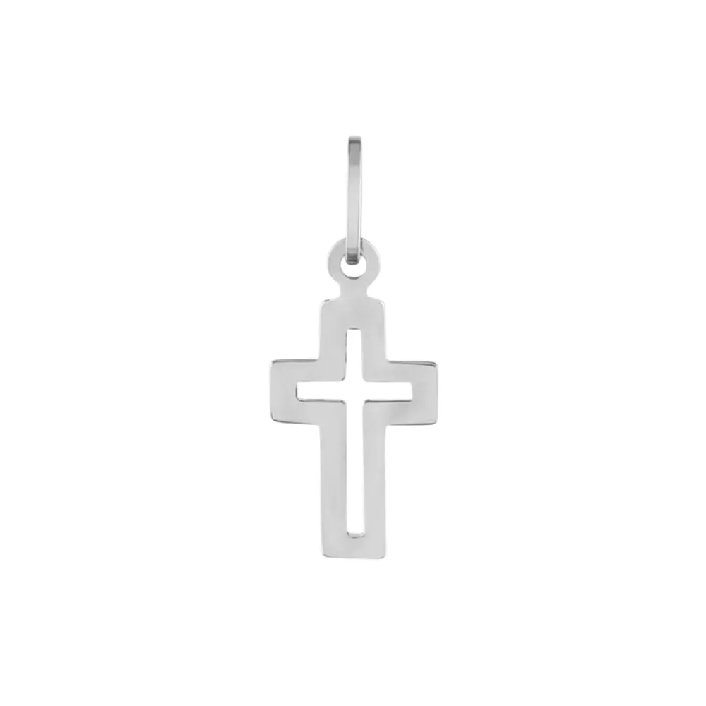 Pingente de ouro branco 18k cruz crucifixo masculino feminino