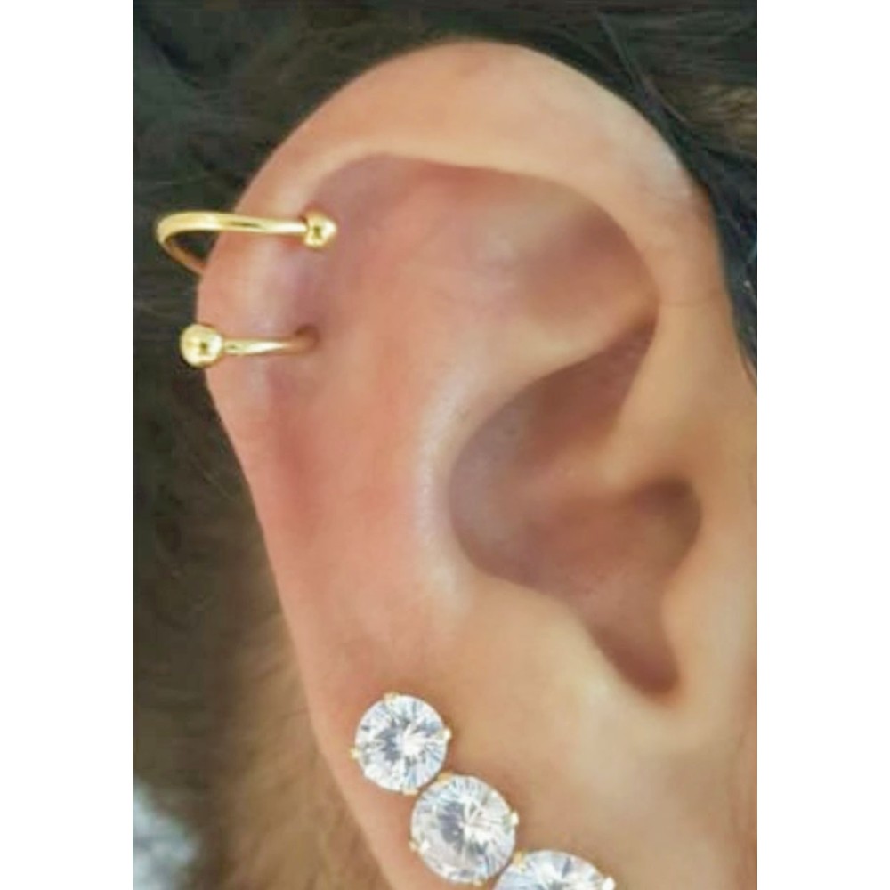 Piercing helix cartilagem de ouro 18k torcido bola