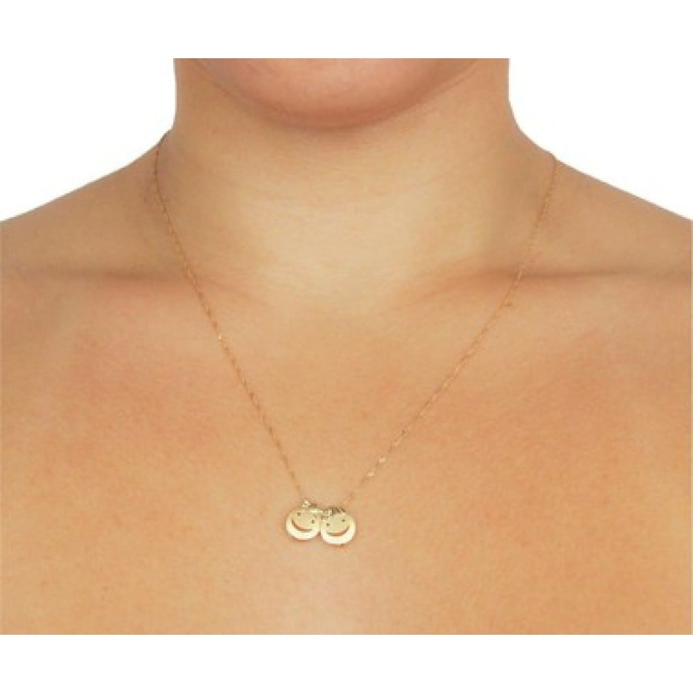 Corrente De Ouro 18k 45cm + Pingentes De Ouro 18k 2 Filhos Carinha