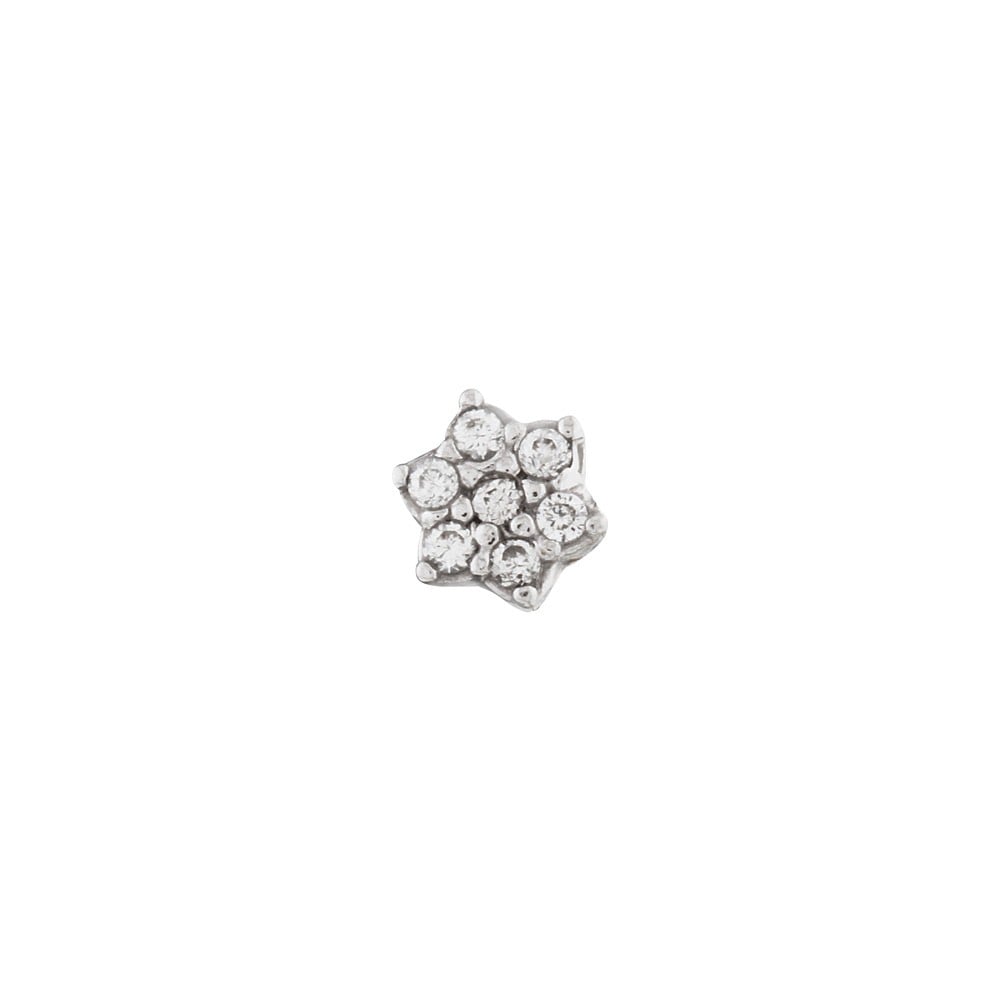 Piercing de ouro branco 18k flor com pedras