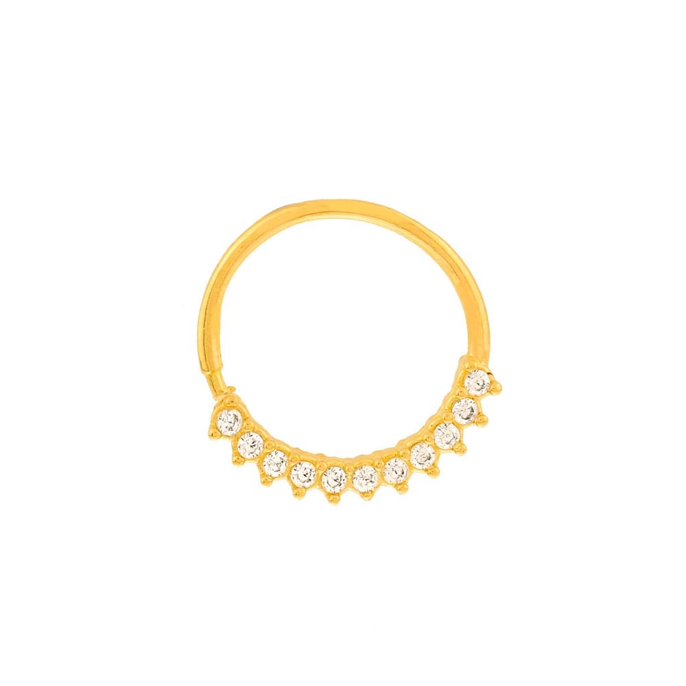 Piercing septo argola com pedras ouro 18k