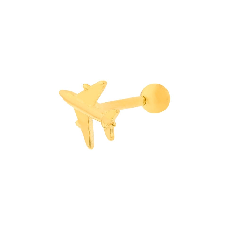 Piercing orelha ouro 18k helix ou tragus avião