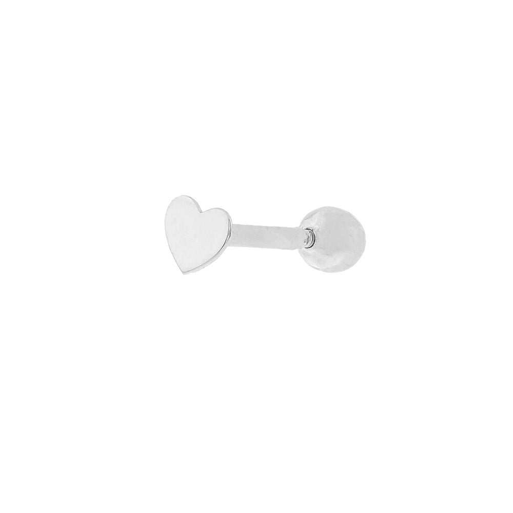 Piercing coração de ouro branco 18k