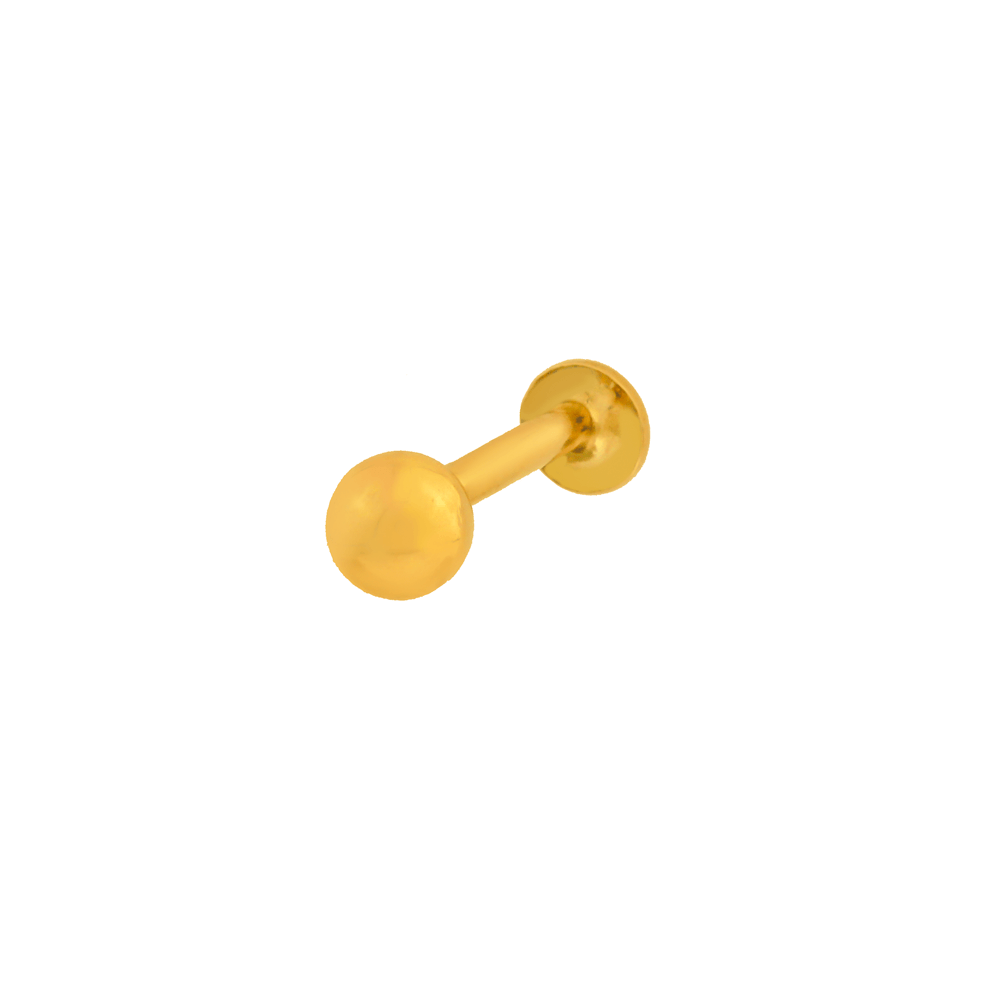 Piercing de ouro 18k de orelha bola chapa