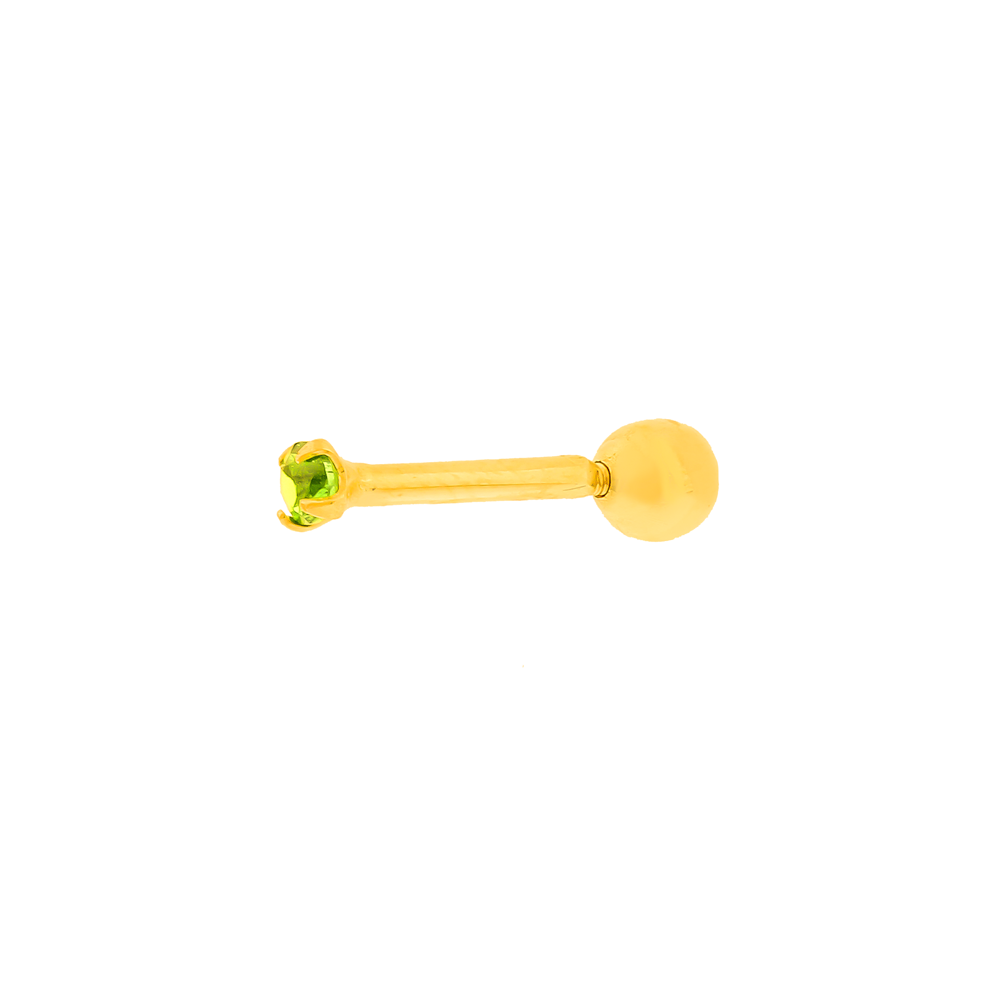 Piercing de ouro 18k cartilagem tragus pedra 2mm verde 
