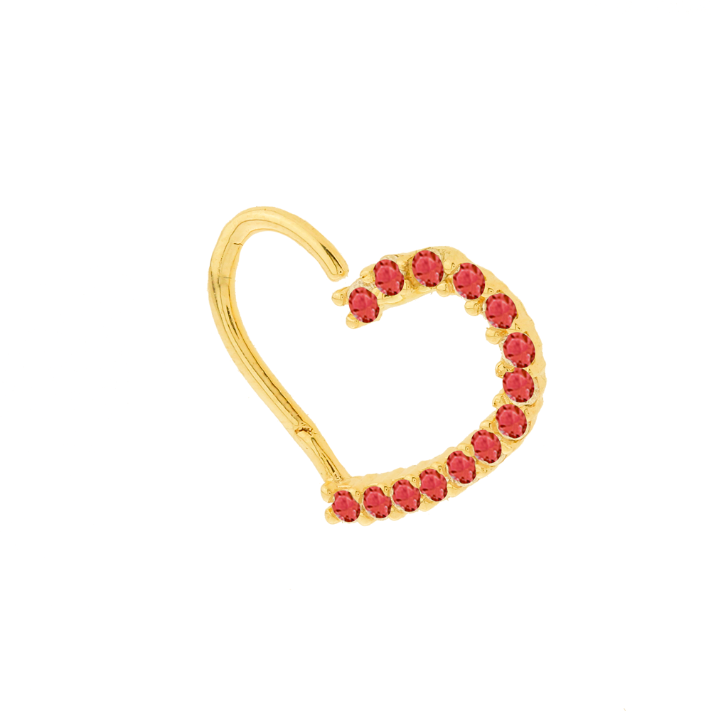  Piercing helix ou daith ouro 18k coração vermelho esquerdo 