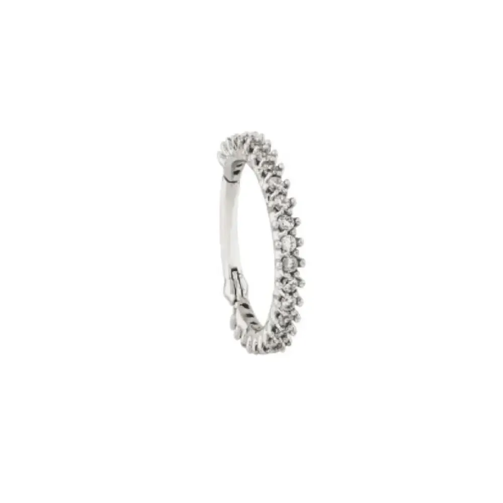 Piercing de ouro branco 18k argola Conch com pedras