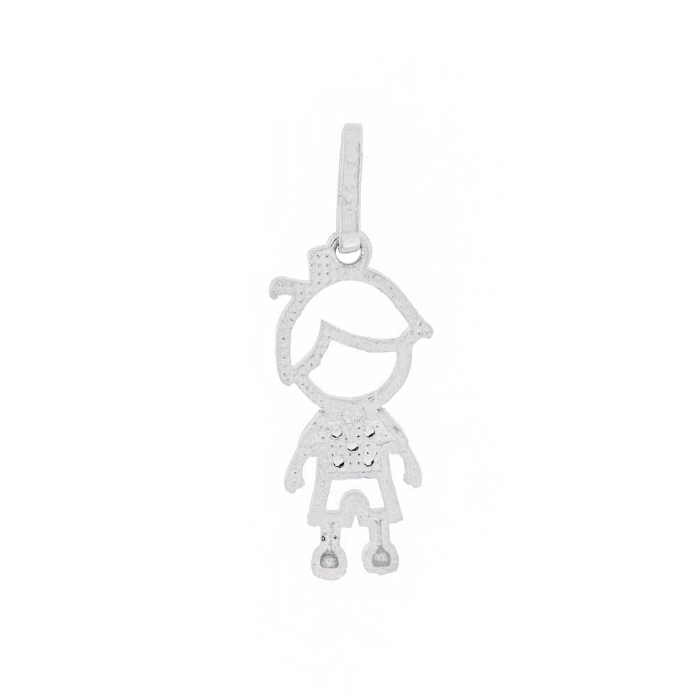 Pingente menino de ouro branco 18k cravejado