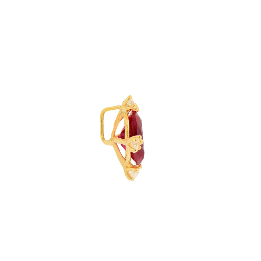 Pingente de ouro 18k ponto de luz vermelho 