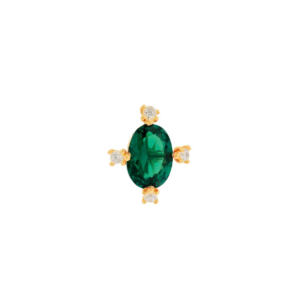 Pingente de ouro 18k ponto de luz verde