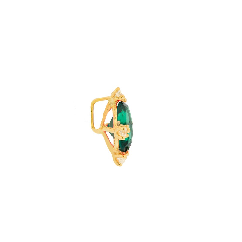 Pingente de ouro 18k ponto de luz verde