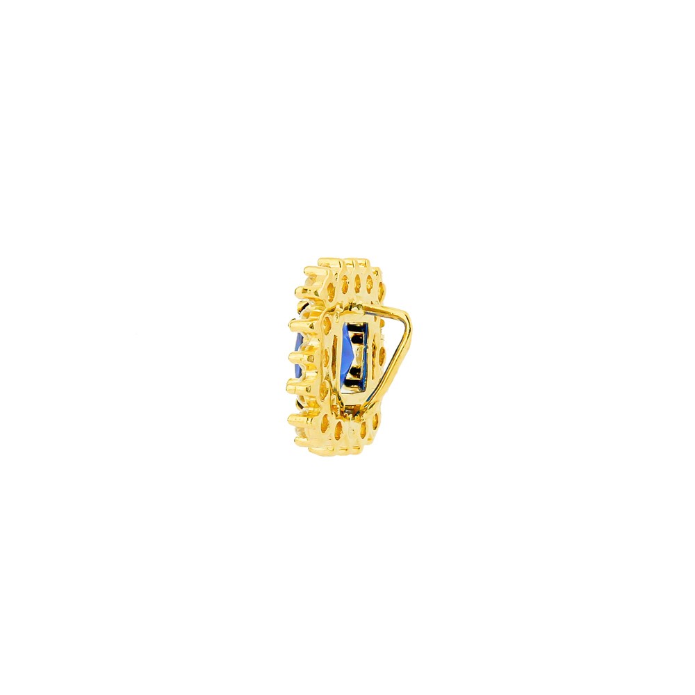 Pingente quadrado pedra azul ouro 18k