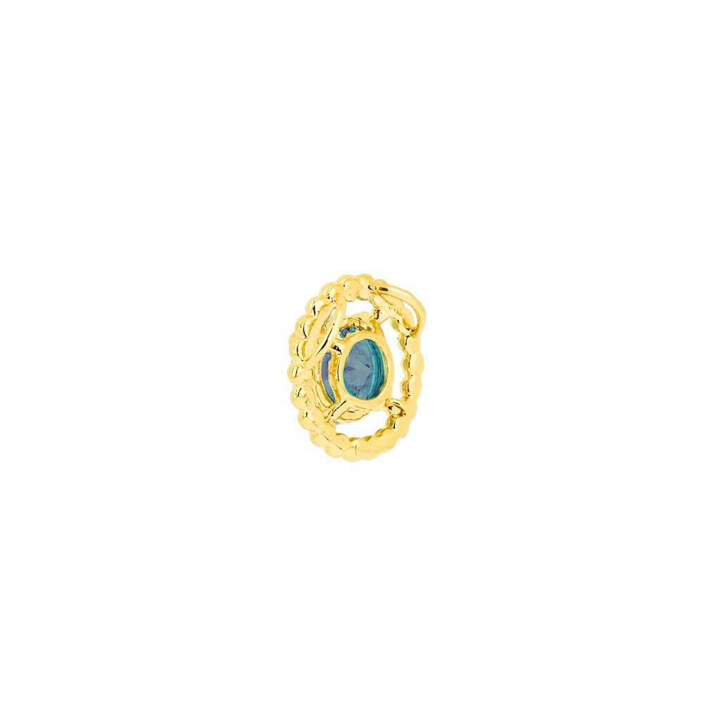 Pingente ponto de luz ouro 18k pedra azul bolinhas