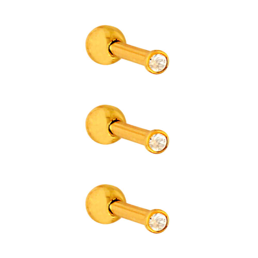 Piercing australiano três furo ouro 18k