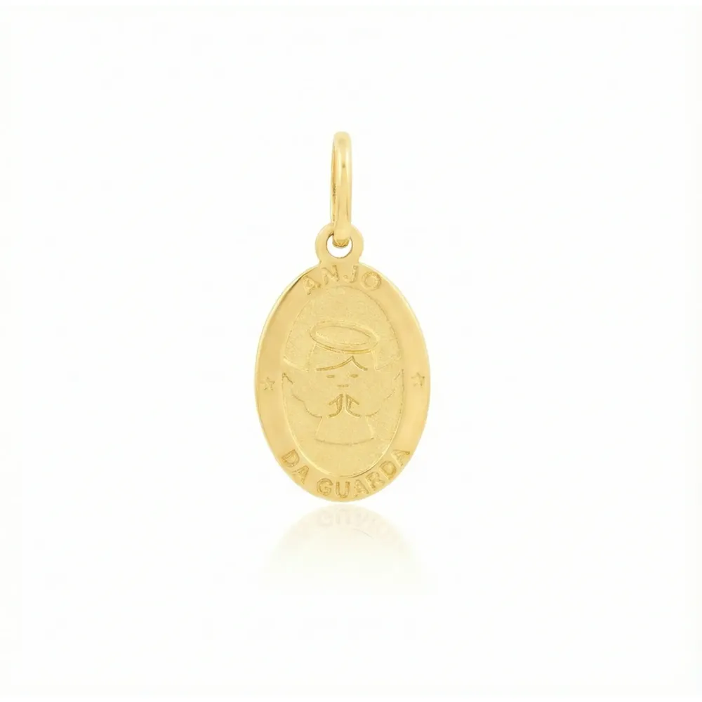 Pingente de ouro medalha anjo da guarda pequeno