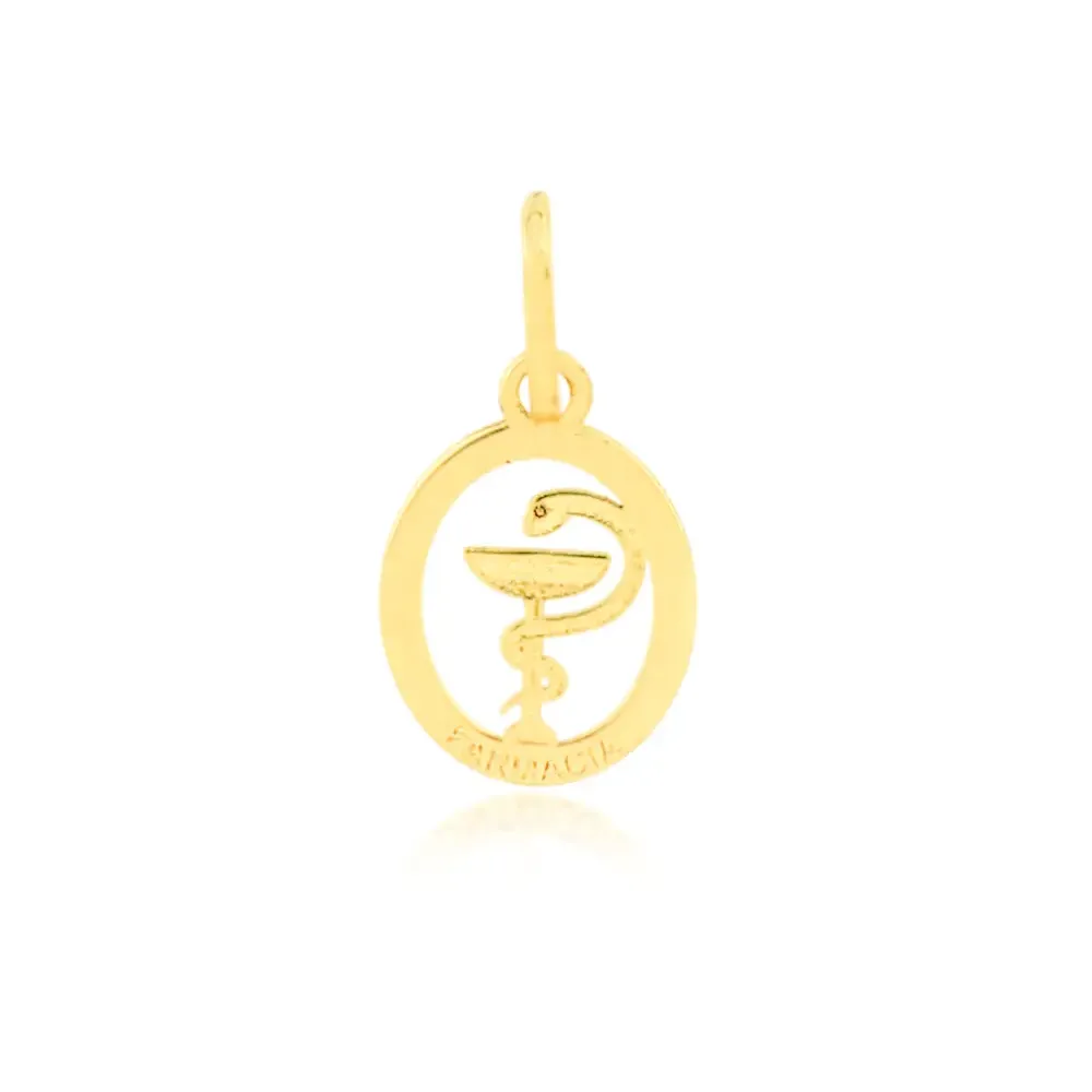Pingente farmácia de ouro 18k oval pequeno