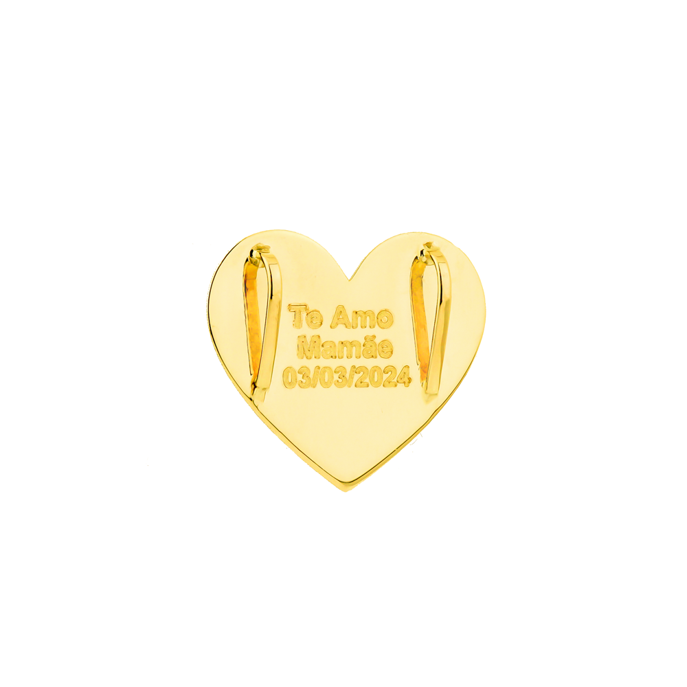 Pingente coração de ouro 18k personalizável 