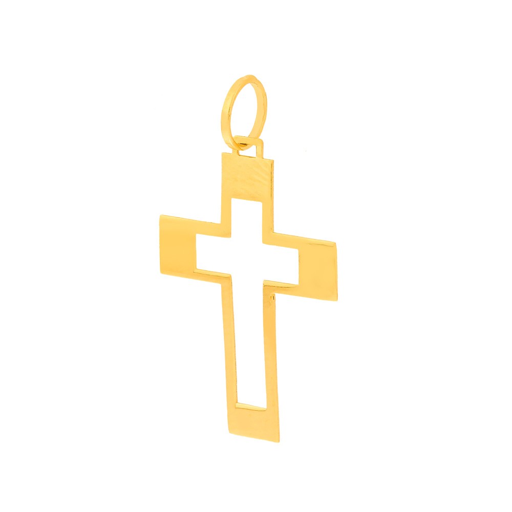 Pingente de cruz vazada ouro 18k