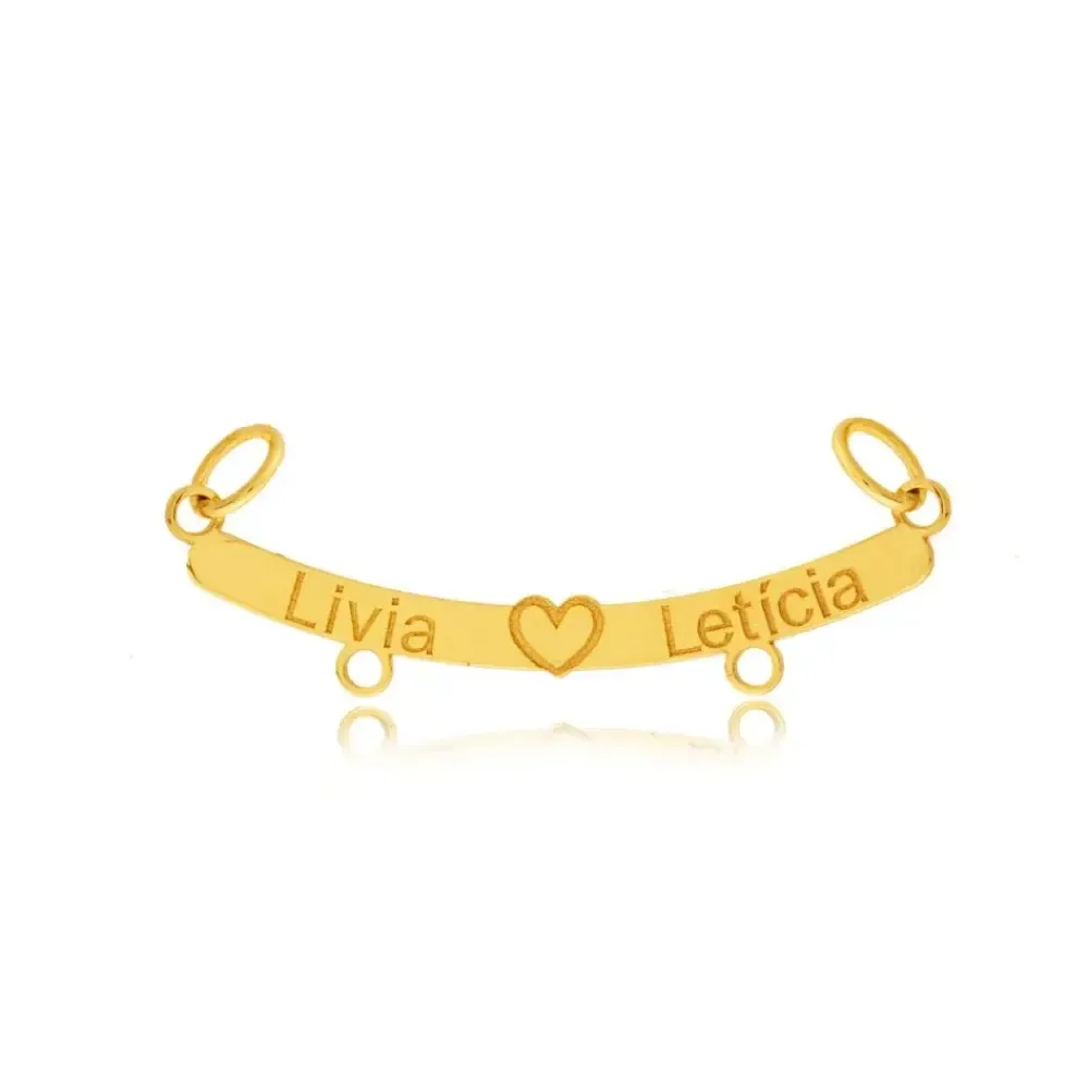 Pingente de ouro 18k canga dupla com nome personalizado