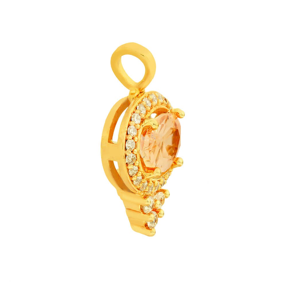 Pingente de ouro 18k oval zircônia citrino 
