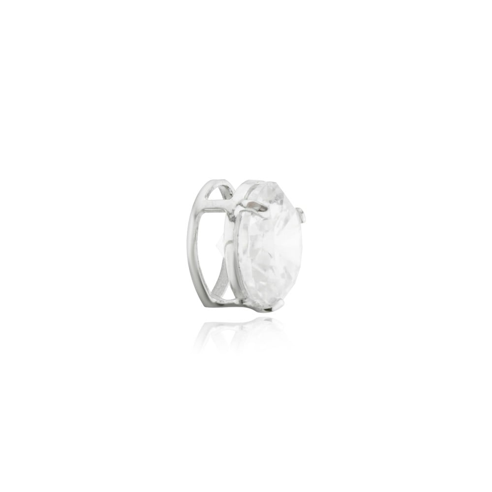 Pingente de ouro 18k em ouro branco ponto de luz com pedra zircônia branca / transparente