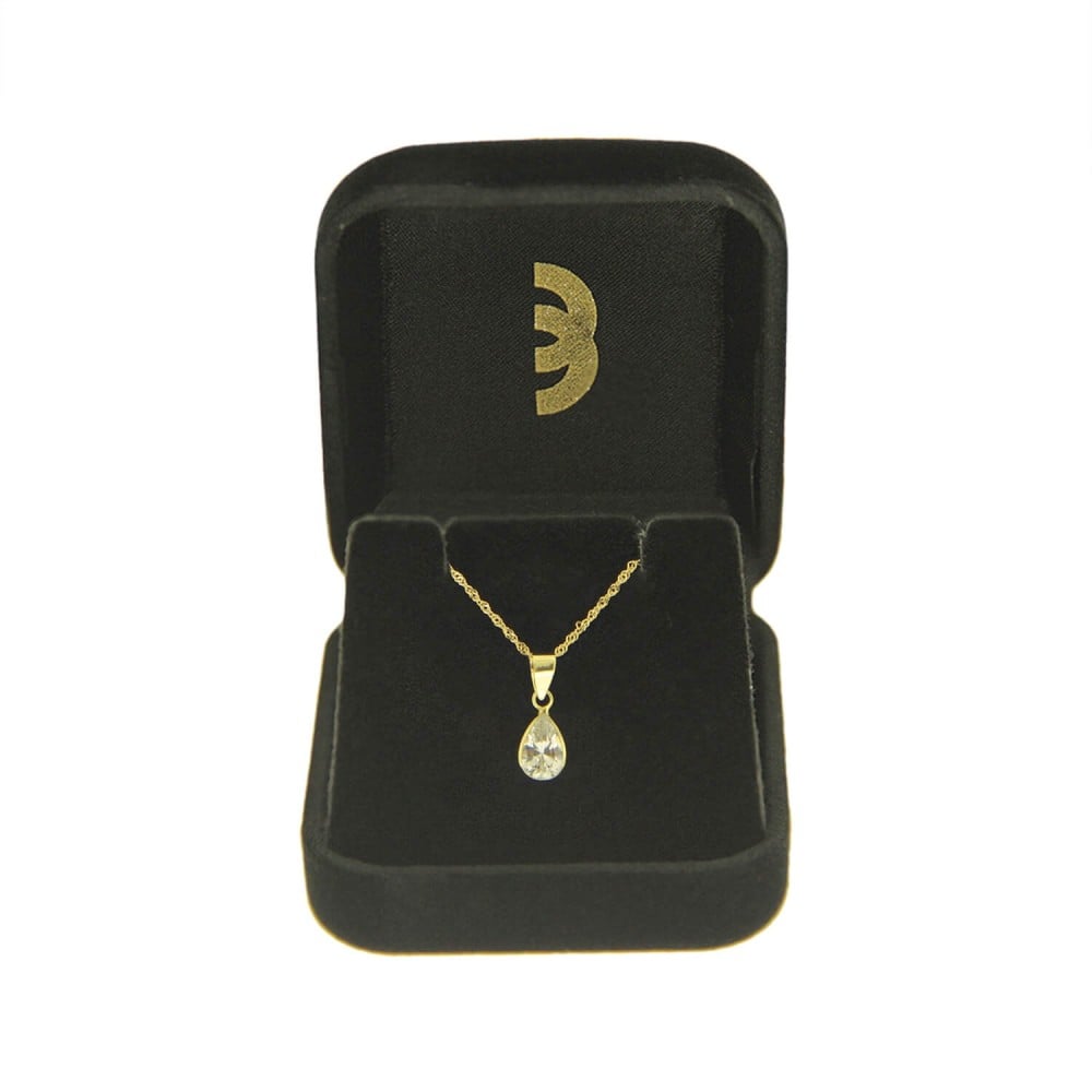 Pingente de ouro 18k gota em ouro com pedra de zircônia