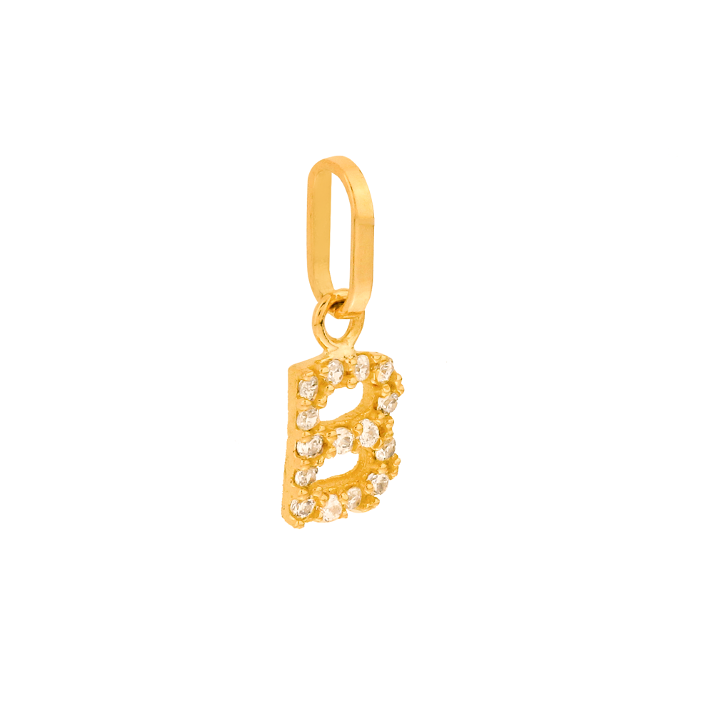 Pingente letra B de ouro 18k com pedras