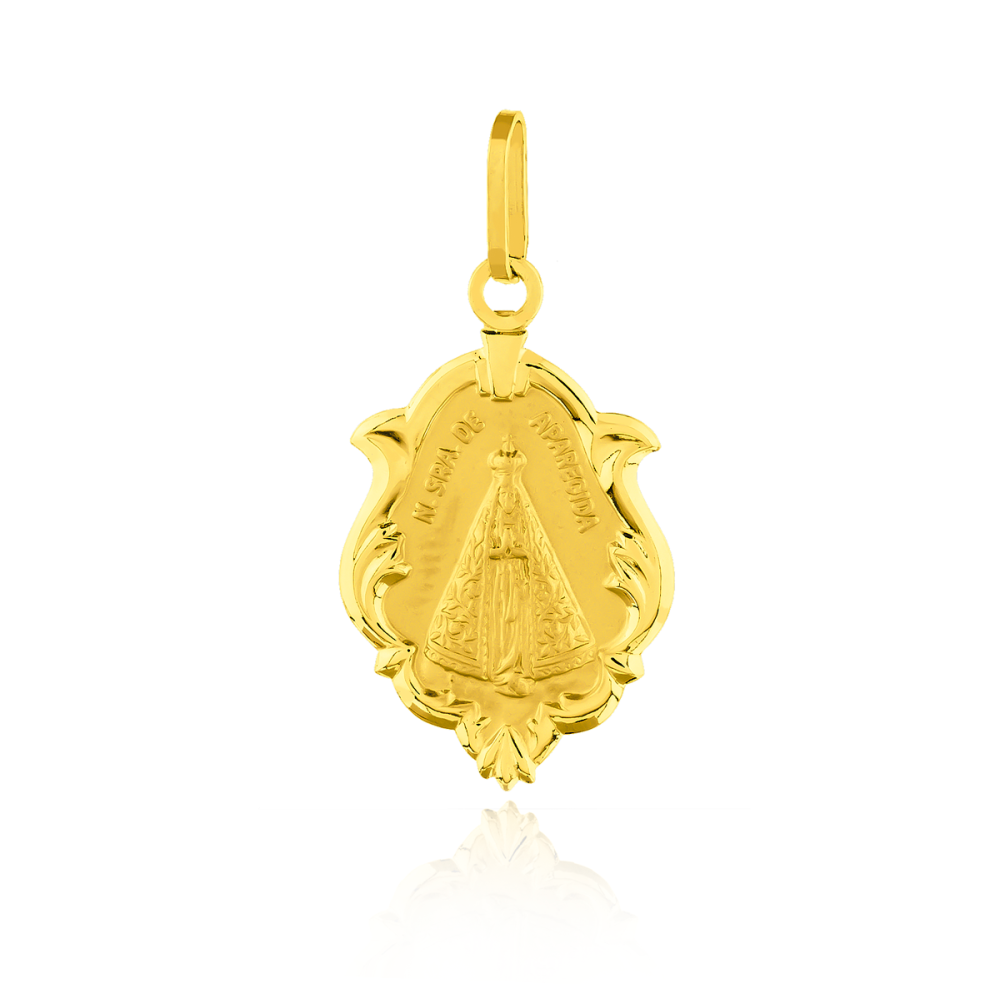 Pingente de ouro 18k Nossa Senhora Aparecida ornamentada