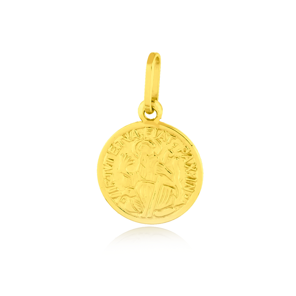 Pingente de ouro 18k São Bento frente e verso
