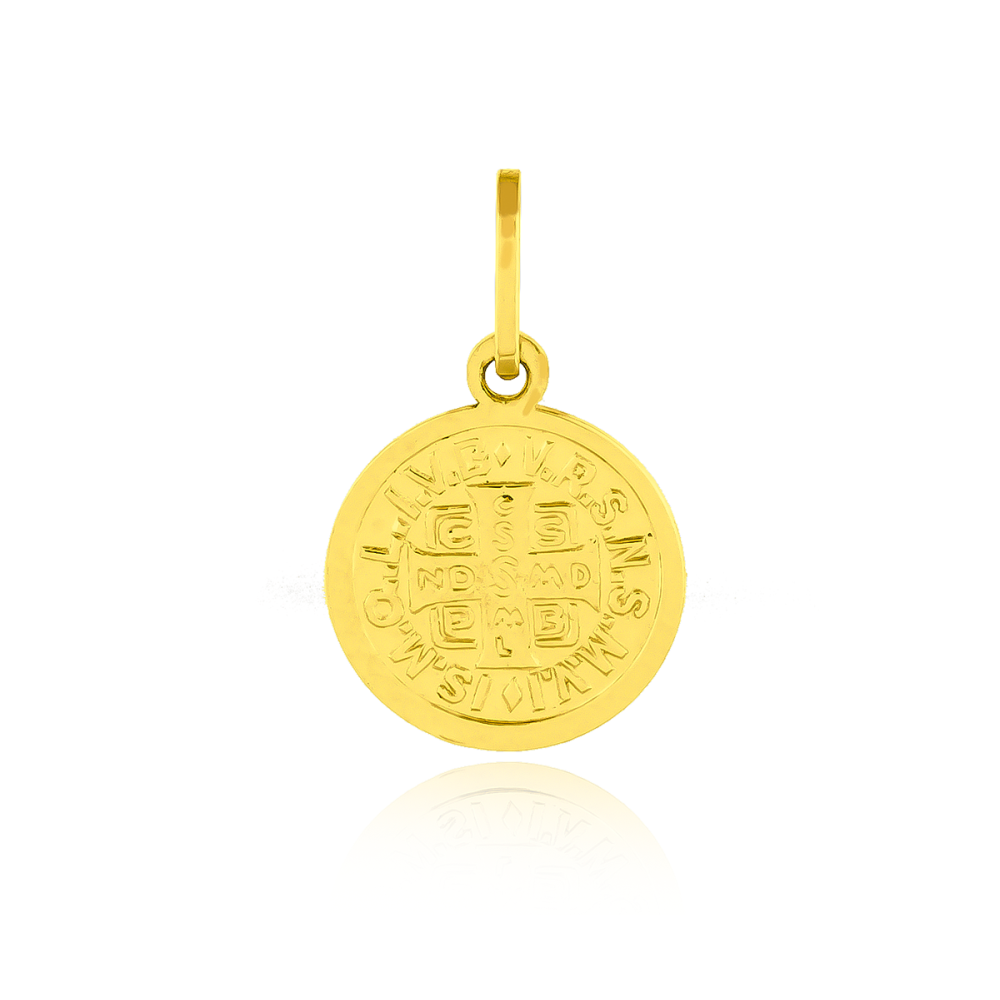 Pingente de ouro 18k São Bento frente e verso