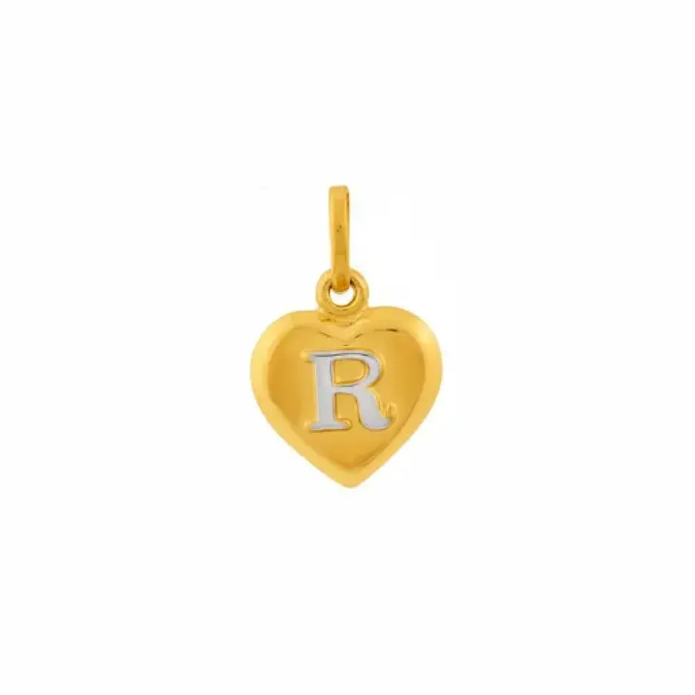 Pingente de Ouro 18 coração com letra R