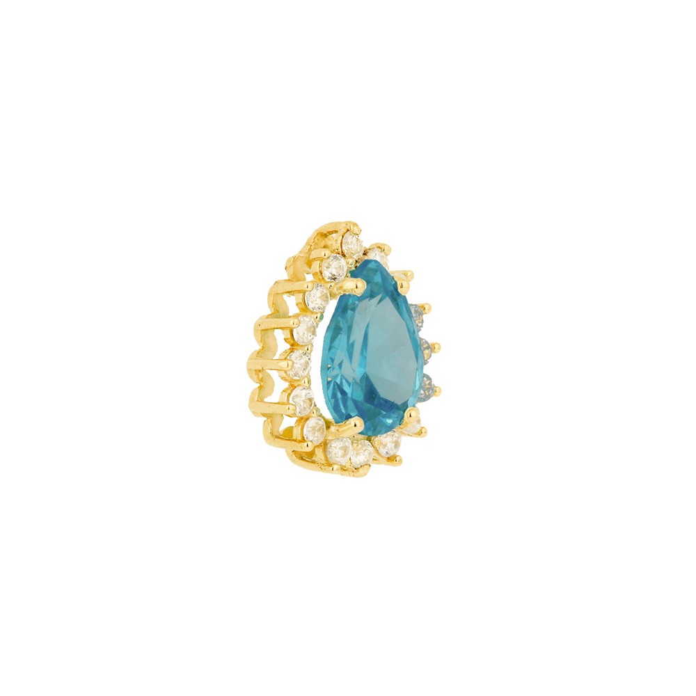 Pingente gota de ouro 18k zircônias