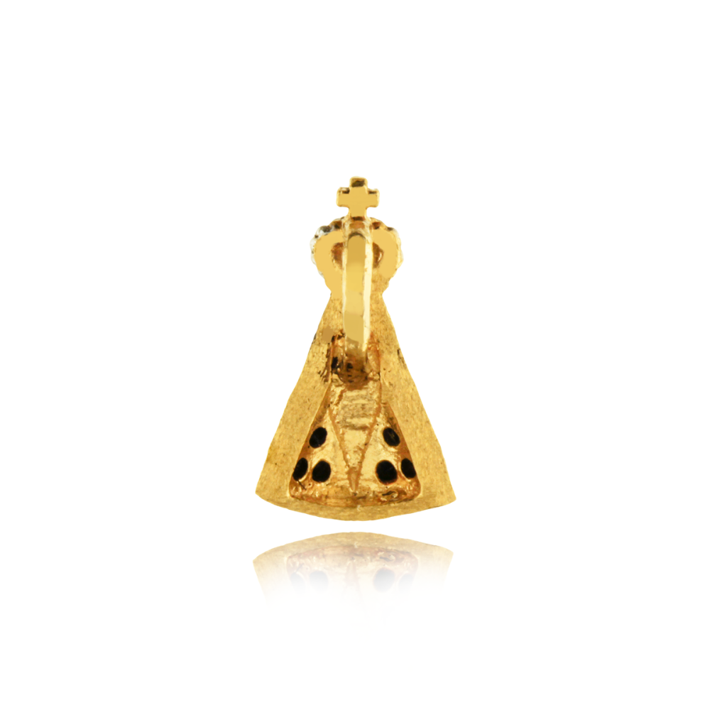 Pingente de ouro 18k Nossa Senhora Aparecida com safiras mini