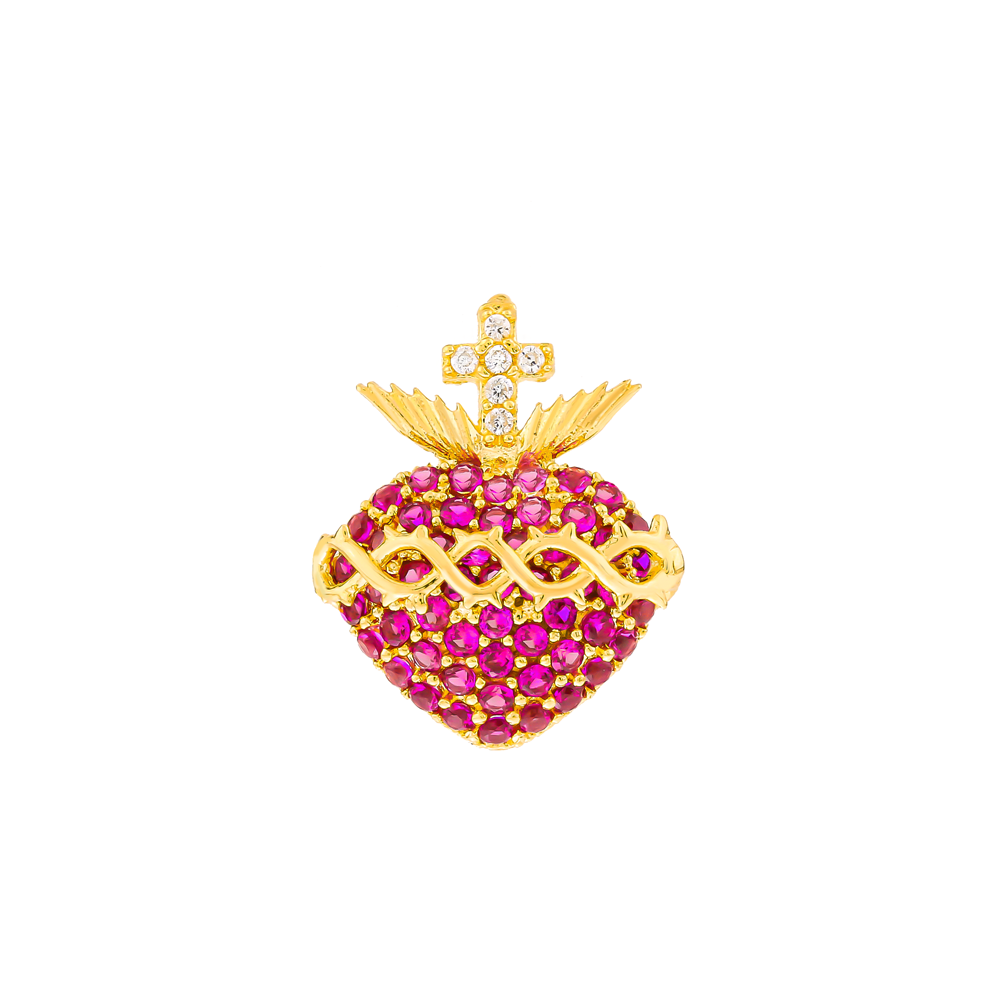 Pingente Sagrado Coração de Jesus ouro 18K