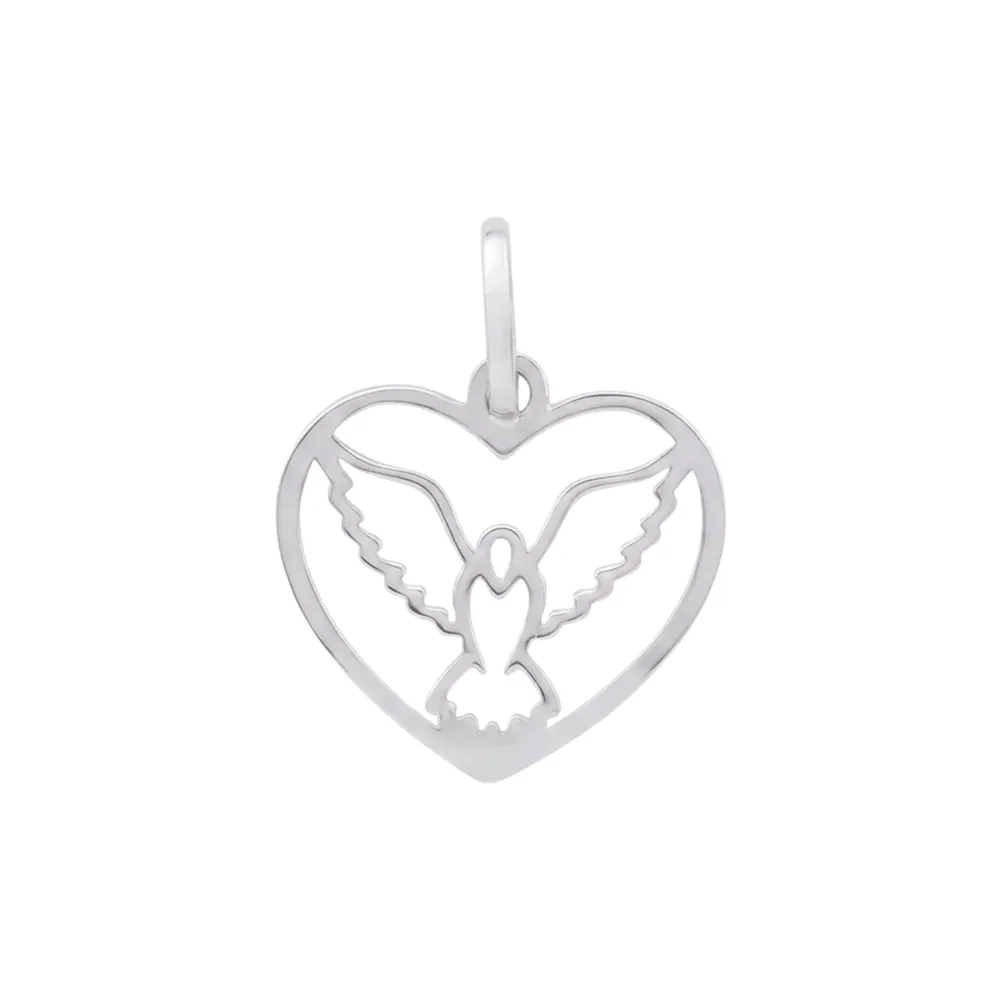 Pingente Divino Espírito Santo ouro branco 18k coração G