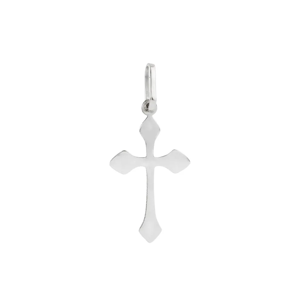 Pingente de ouro branco 18k cruz delicada