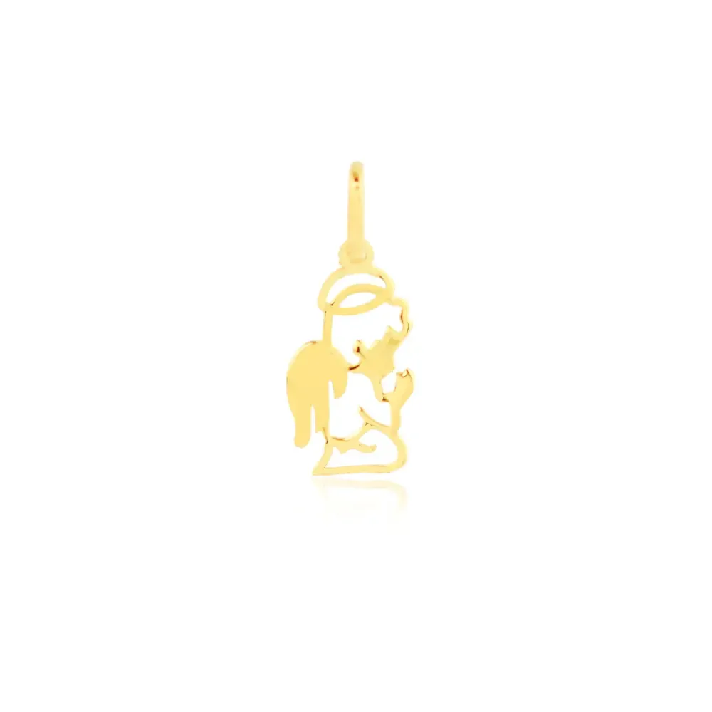 Pingente anjo da guarda de ouro 18k orando