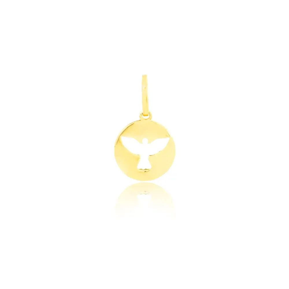 Pingente Divino Espírito Santo de ouro 18k medalha VI