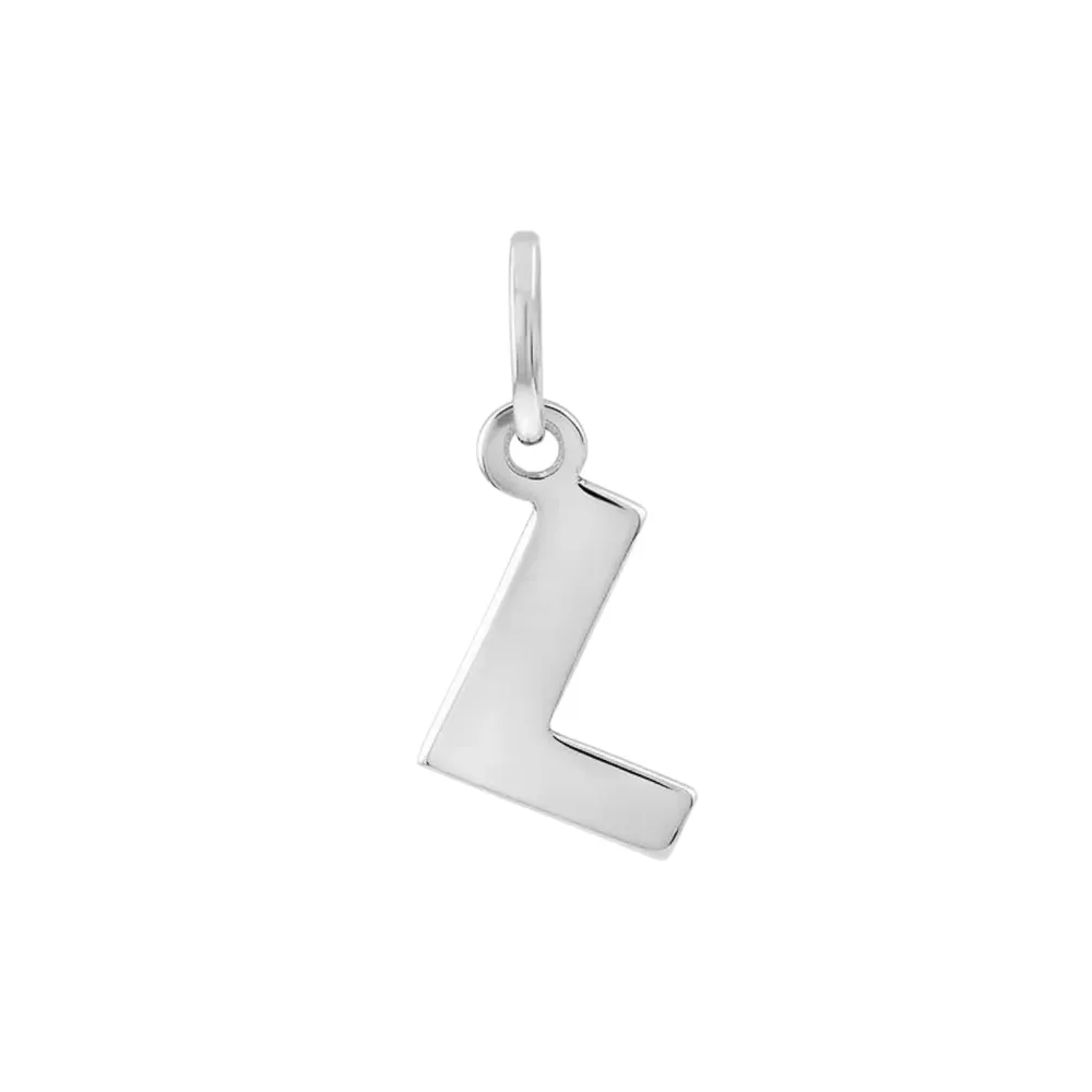 Pingente letra L de ouro branco 18k
