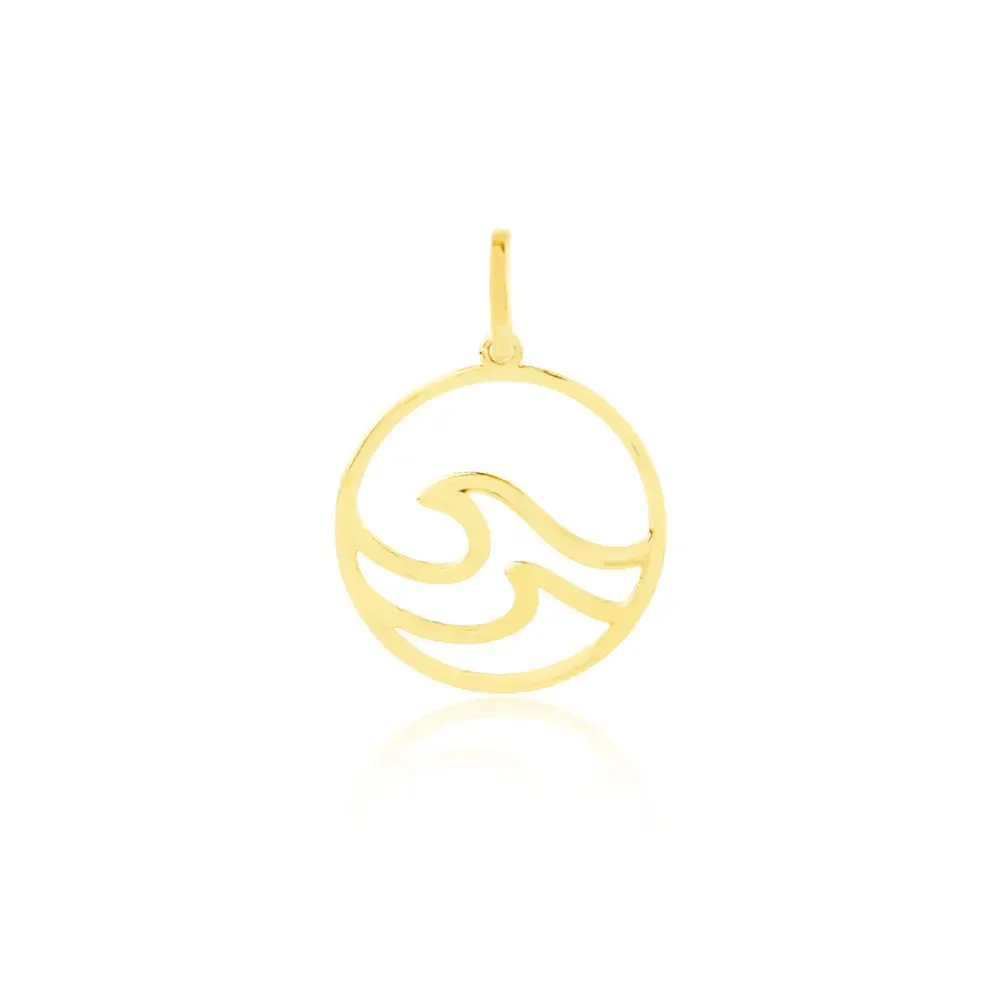 Pingente de ouro onda do mar